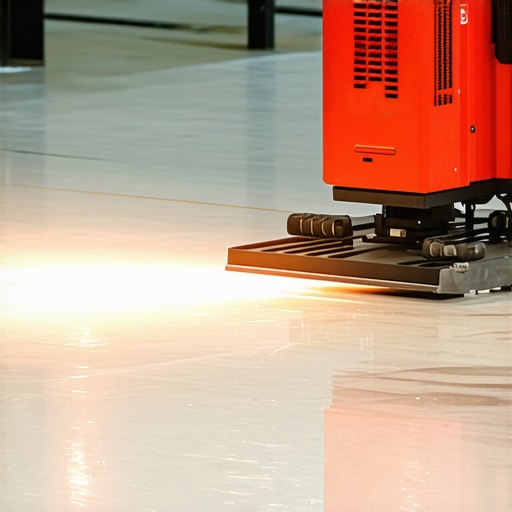 A professional laser-guided leveling device accurately measuring a flat concrete surface
