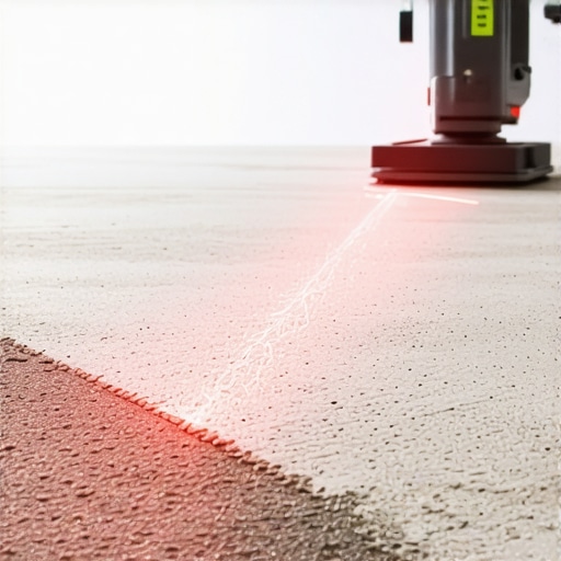 Technician using laser equipment to level a hardwood floor