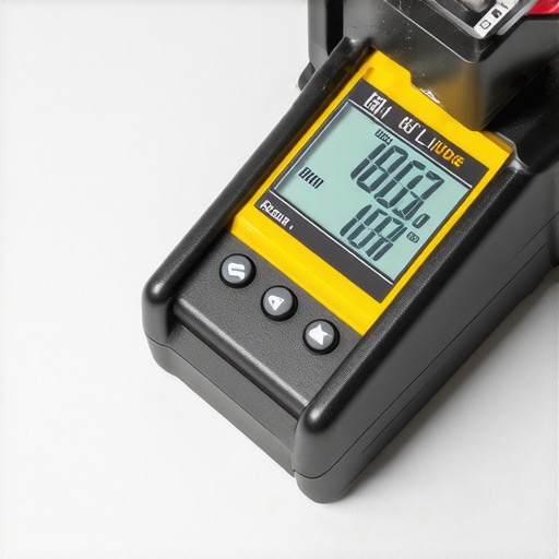 Digital Surface Profilometer in Action Device measuring subfloor surface profile for high-precision leveling.