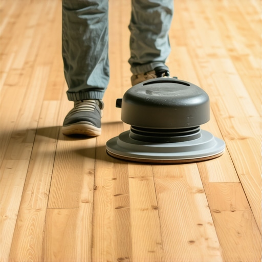 Person sanding a hardwood floor with a professional sander