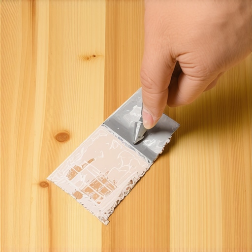Applying wood filler to a scratch on hardwood flooring Person filling deep scratch on hardwood floor using a putty knife with matching wood filler.