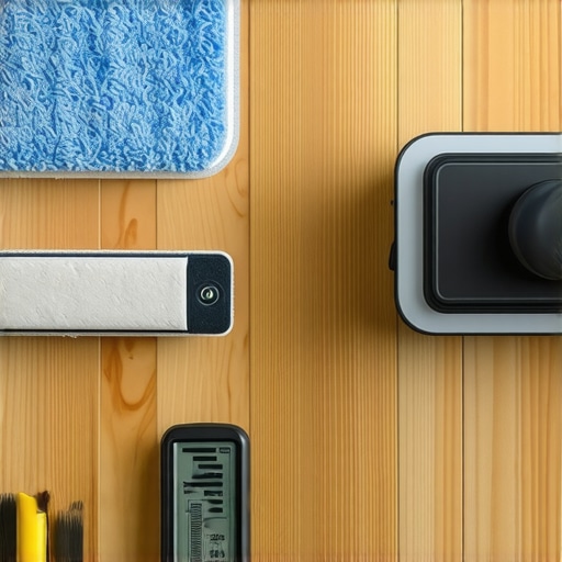 Image showing professional hardwood floor maintenance tools including moisture meter and sanding equipment