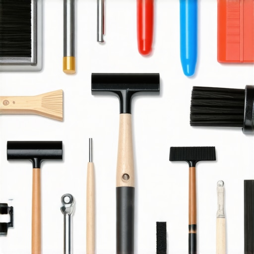 Essential Floor Maintenance Tools Various tools for hardwood and tile floor maintenance arranged on a workbench.