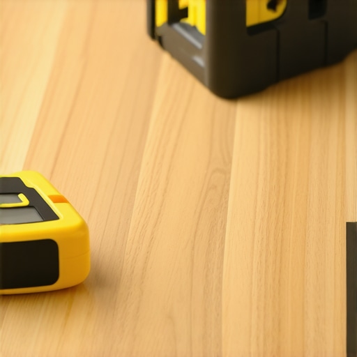 Flooring Installation with Proper Tools A professional using a moisture meter and level during hardwood flooring installation