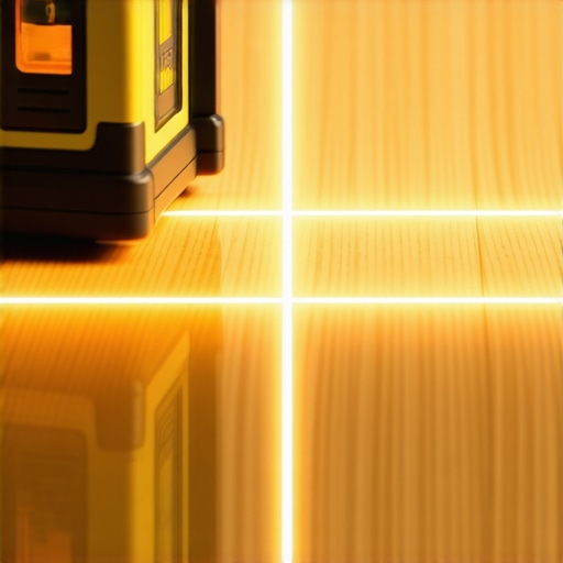 Laser Level for Perfect Flooring Alignment Professional laser level measuring hardwood floor alignment.