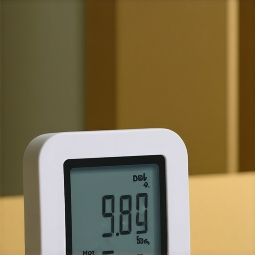 Measuring Indoor Humidity for Flooring A close-up of a hygrometer showing humidity levels in a home setting