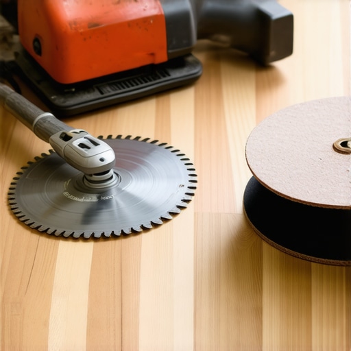 A set of high-quality flooring tools like a diamond blade wet saw and electric sander on a hardwood floor.