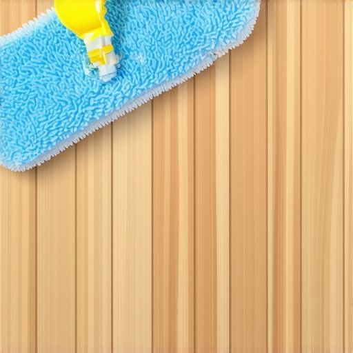 A person using a microfiber mop alongside a digital hygrometer for floor upkeep