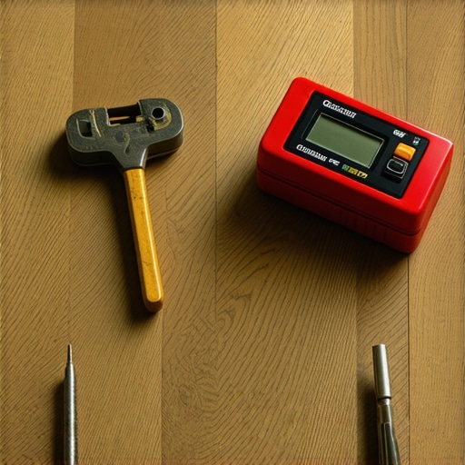 Person measuring moisture level on subfloor during hardwood installation