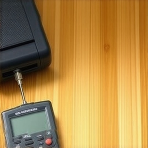 A person using a moisture meter on wooden floorboards to check humidity levels