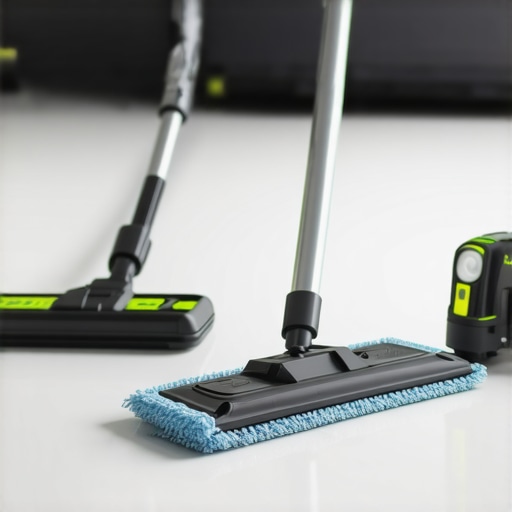 Professional flooring tools for cleaning and maintenance in a home environment.