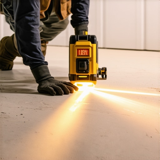 Using a Laser Level for Floor Precision A technician demonstrates floor leveling with a laser device ensuring surface accuracy