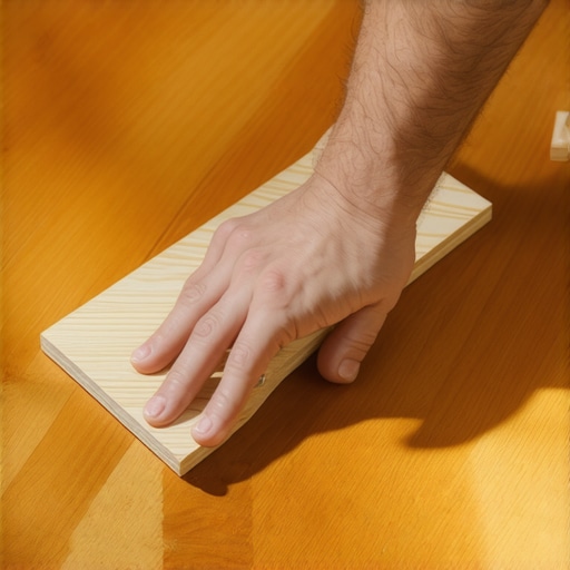 Applying Finish to Hardwood Floors A person using a brush to apply a clear protective finish on Brazilian Cherry hardwood planks in well-lit room.