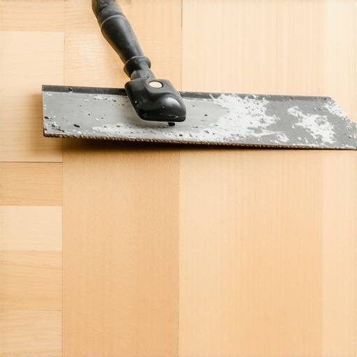 Applying Floor Leveling Compound Worker spreading leveling compound on subfloor with a trowel