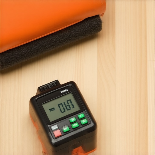 Essential Flooring Maintenance Tools Tools like moisture meter and roller used for maintaining floors.