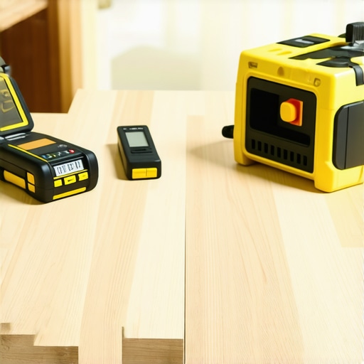 Essential Flooring Maintenance Tools A collection of professional floor maintenance tools including moisture meter, laser level, and precision saw laid out on a workbench.