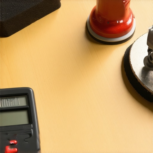 Essential Flooring Maintenance Tools A collection of professional flooring tools like moisture meter, buffer, and sander arranged on a workbench