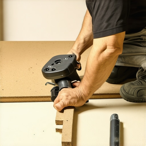 Expert flooring installation review A flooring expert analyzing subfloor conditions with specialized tools.