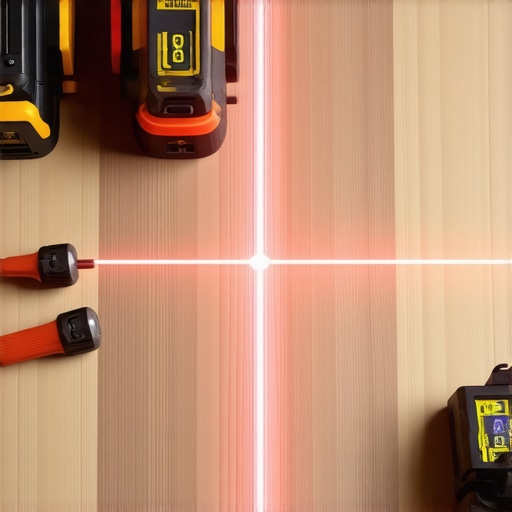 Precision Laser Level for Flooring A person using a laser level to measure flatness on a hardwood floor.