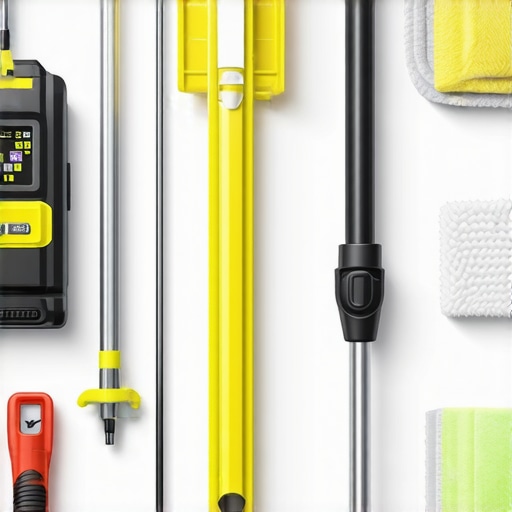 Tools for flooring maintenance including laser level and moisture meter on a wooden floor