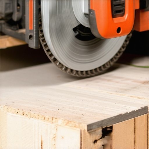 Professional Diamond Blade Tile Saw in Action A mechanic-quality tile saw with a diamond blade cutting porcelain in a workshop environment.