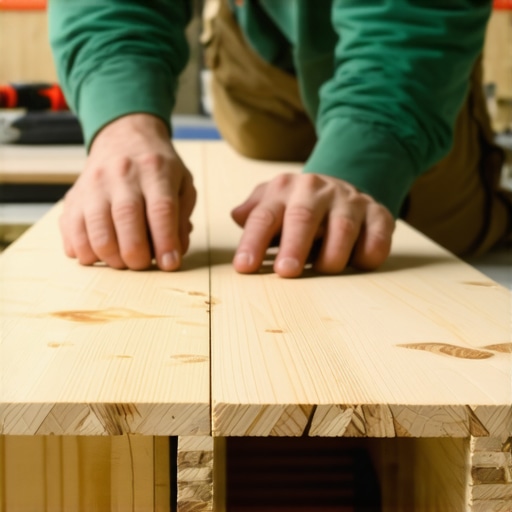 Person using a 2x4 to check subfloor stability during tile installation