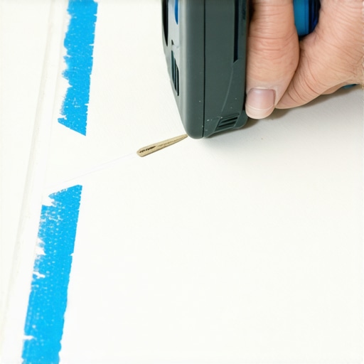 Applying Flexible Sealant to Clean Tile Joint Step-by-step application of flexible sealant along a tile joint protected by blue painter's tape.