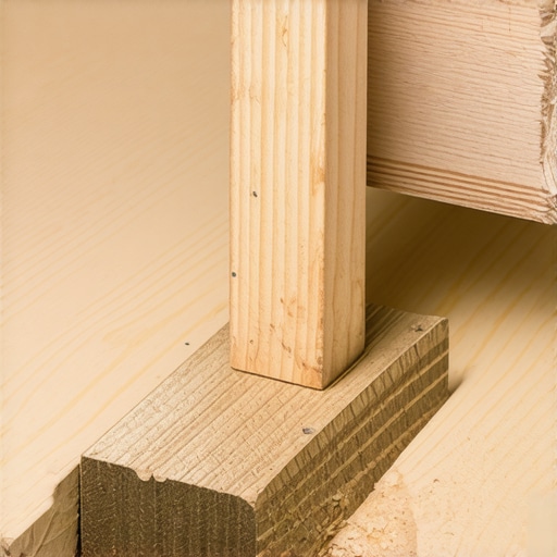 Applying the shim trick to stabilize a subfloor A cedar shim with wood glue being inserted between a floor joist and plywood subfloor to stop bounce.
