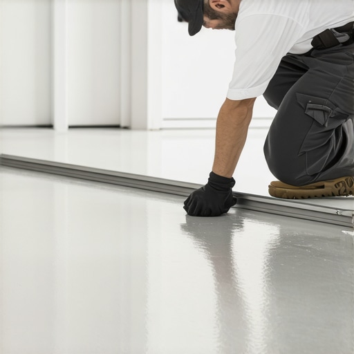 Checking Floor Flatness with a Straightedge A contractor measuring floor flatness on a self-leveling underlayment to meet TCNA standards.