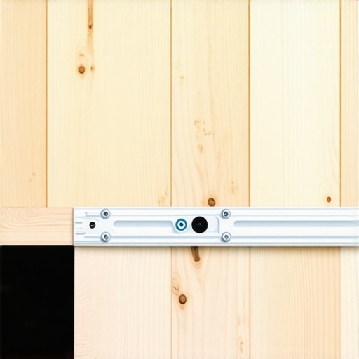 A level tool measuring the flatness of a wooden subfloor before installing vinyl planks.