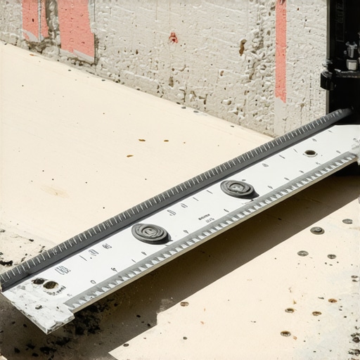 Checking subfloor flatness with a straightedge A contractor uses a 10-foot straightedge to identify low spots in a subfloor before installation.