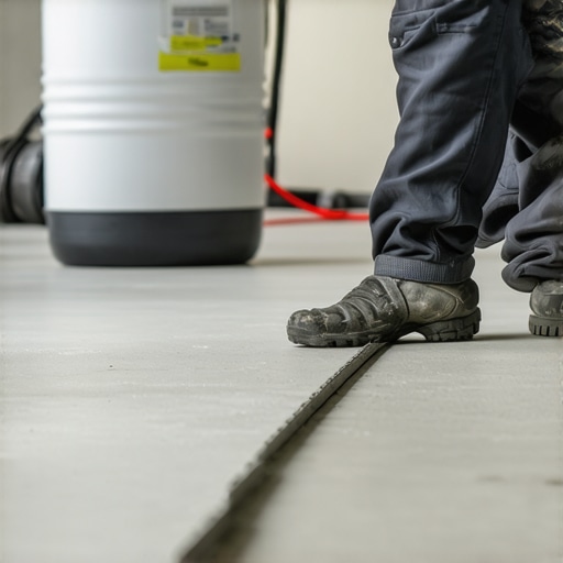 Checking subfloor flatness with a straightedge Professional checking for subfloor dips before parquet repair