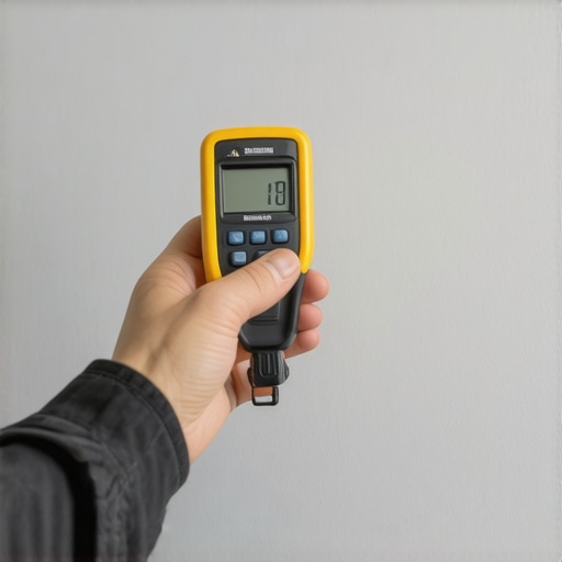 Using a digital moisture meter on a self-leveled floor