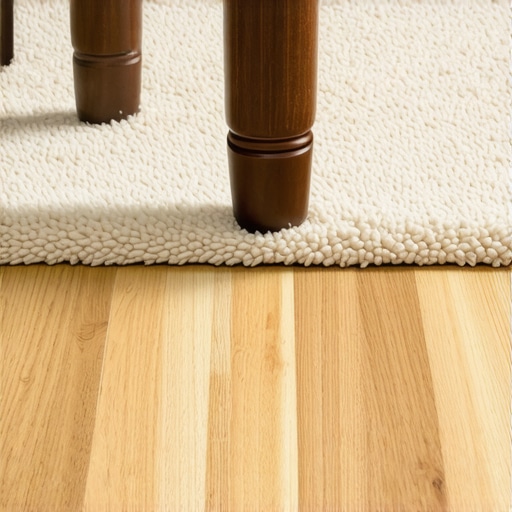 DIY Furniture Slider Using Carpet Scraps Close-up of carpet scrap protecting hardwood floor from furniture leg