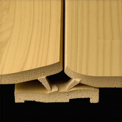 Damaged Click-Lock Joint Failure Close-up view of a broken click-lock flooring joint illustrating the danger of using too much cushion underneath planks.
