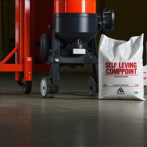 Professional mortar mixer and self-leveling compound on concrete.