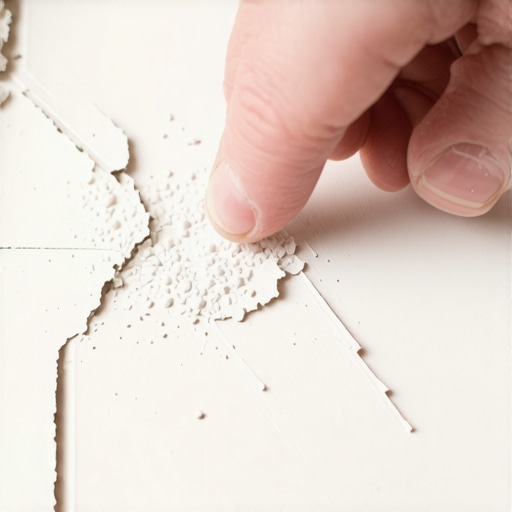 A close-up shot showing a chalky and brittle floor leveling compound that has failed due to adding too much water during the mixing process.