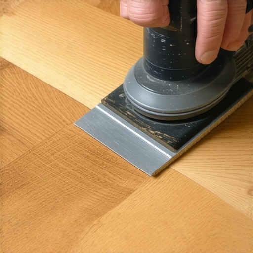 Hand-scraping hardwood floor corners A professional using a carbide scraper on a hardwood floor corner for a clean finish.