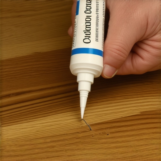 Hand injecting adhesive into a vinyl plank floor repair