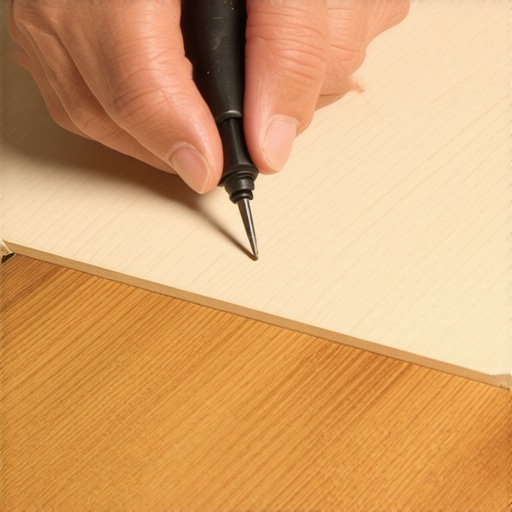 A professional installing breakaway screws on a squeaky hardwood floorboard to fix floor noises invisibly.