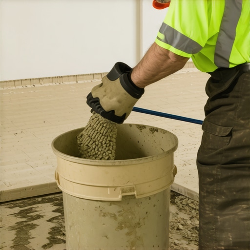 Low-speed mixing for a perfect floor pour Contractor mixing self-leveling compound with a low-RPM paddle to avoid bubbles.