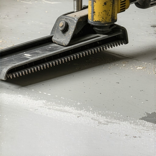 Manual Floor Scraper Removing Adhesive A person using a heavy-duty scraper to clear old glue from a concrete slab.
