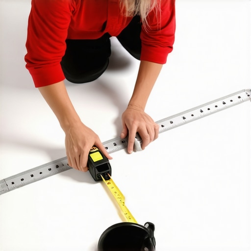 Measuring toilet flange height after floor tiling A handyman measuring the depth of a recessed toilet flange relative to new tile to determine the size of flange extender needed.