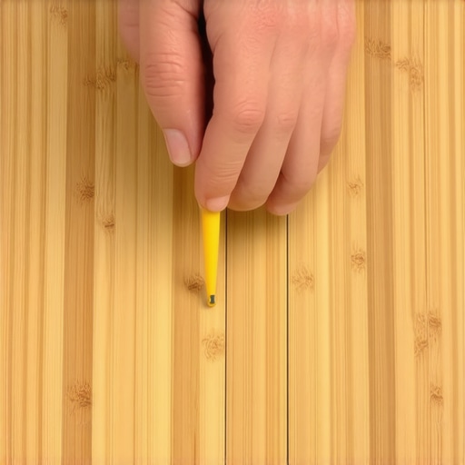 Contractor testing moisture levels in cupped bamboo flooring