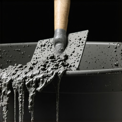 Perfect grout mixing consistency for tile work A margin trowel showing the ideal peanut butter consistency for tile grout.