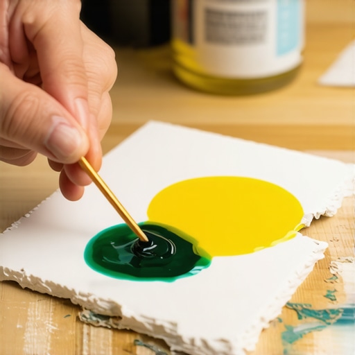 Close up of hand mixing epoxy resin and pigment for tile chip repair