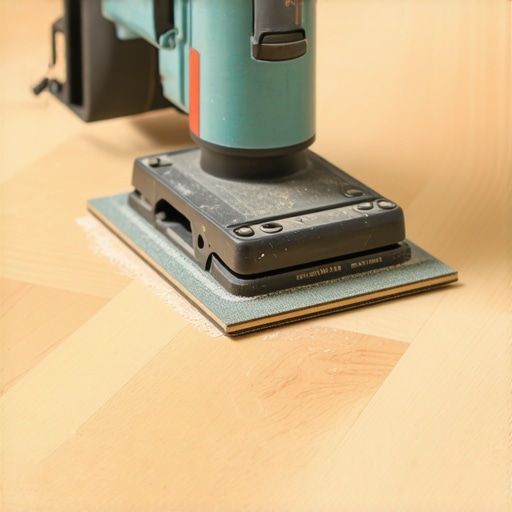 Professional Corner Sanding Technique A specialized delta sander being used to reach the tight corners of a hardwood floor for a uniform finish.