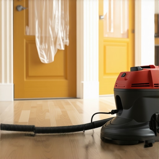 High-end vacuum and sander setup for a clean hardwood floor renovation.