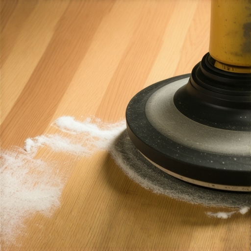 Professional Floor Edger in Action Close-up of hardwood floor sanding near baseboards