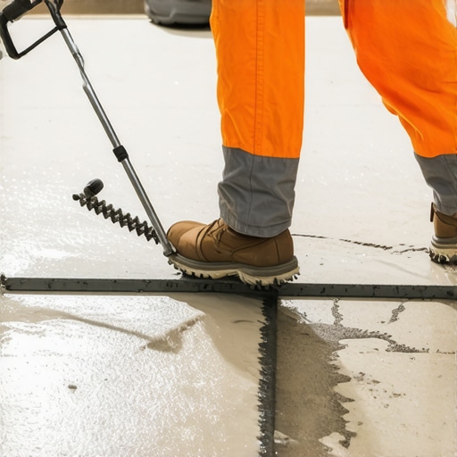 Professional Floor Leveling Technique Contractor using a spiked roller for self-leveling underlayment installation